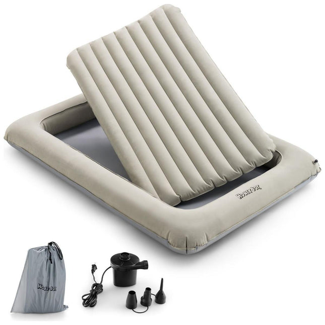 Honeyjoy 2-in-1 Opblaasbaar Peuterreisbed & Speelplek – Luchtbed met Ballenbakfunctie – Grijs – 165x118x20 cm – Incl. Pomp