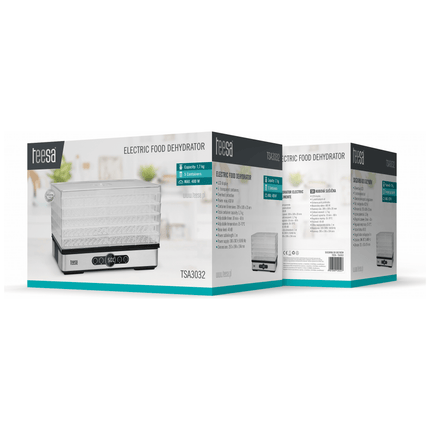Teesa Voedsel Dehydrator 400W – 5 Transparante Droogrekken voor Paddenstoelen, Groenten & Fruit – Digitale Display met Thermostaat & Timer – Warme Lucht Circulatie – Efficiënte Voedsel Droger voor Thuis