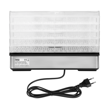 Teesa Voedsel Dehydrator 400W – 5 Transparante Droogrekken voor Paddenstoelen, Groenten & Fruit – Digitale Display met Thermostaat & Timer – Warme Lucht Circulatie – Efficiënte Voedsel Droger voor Thuis