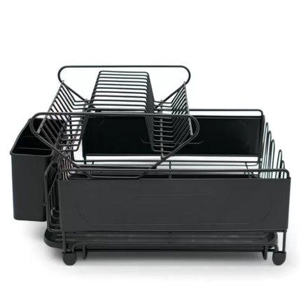 Afdruiprek 2 Laags met Lekbak en Bestekhouder – RVS Afwasrek Zwart voor Borden, Glazen, Mokken en Servies – MH-311058P