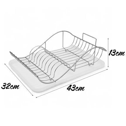 Afdruiprek RVS met Lekbak – Afwasrek voor Borden, Glazen, Mokken en Servies – Zilver – MH-311069C