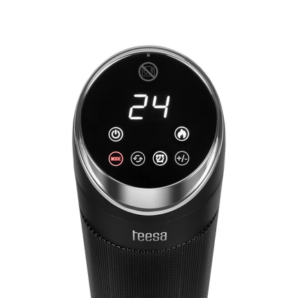 Teesa Kolomventilatorkachel met Haardimitatie – Keramisch – 2000W – Slimme Functies & Vlameffect – Stil & Energiezuinig