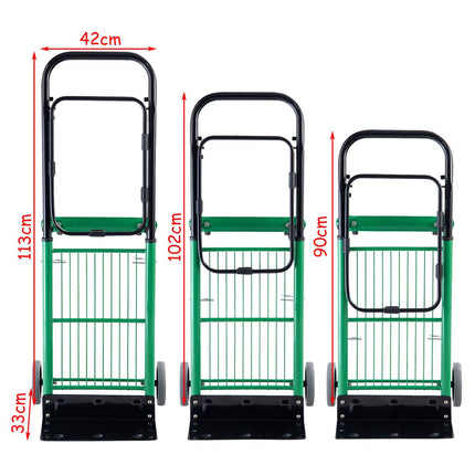 Trendmix 2 in 1 Opvouwbare Steekwagen - Transportwagen - Bandwagen -  Tot 90 kg Belastbaar - 63 x 42 x 75 cm Groen