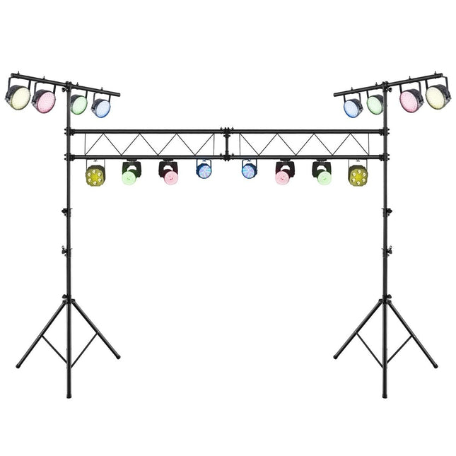 Trendmix LED Lichtstatief Voor 32 Lampen - Verstelbare Hoogte 180-350 cm - Draagbaar T Bar - Podium Verlichting  - Zwart