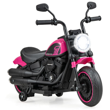 Trendmix Elektrische Motorfiets Chopper voor Kinderen 6V 1,5-2,5 km/u Roze - Zijwieltjes - LED Koplampen - Banden met Schroefdraad - Accuvoertuig