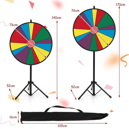 Trendmix Rad van Fortuin Prijswiel - Draairad Met tripod - Draaiwiel Met 14 Schrijfvakken - Gezelschapsspel Loterijspel Ø 76 cm