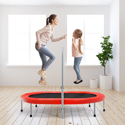 Trendmix XL Dubbele Fitness Trampoline voor 2 personen - 150 kg belasting - Opvouwbare Mini Trampoline Met Verstelbare Leuning - Voor volwassenen en kinderen - 154 x 89 x 92-132 cm - Rood