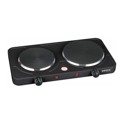 Brock Elektrische Kookplaat 2 Pits – 2500W – Compact Vrijstaand Fornuis Voor Thuis, Studio & Vakantie – Zwart