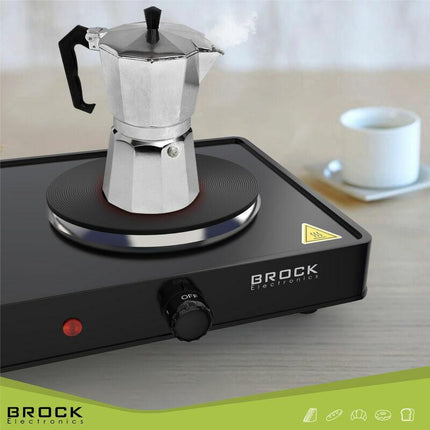Brock Elektrische Kookplaat 2 Pits – 2500W – Compact Vrijstaand Fornuis Voor Thuis, Studio & Vakantie – Zwart