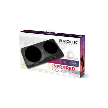 Brock Electronics Compacte Elektrische Kookplaat - Infrarood Kookplaat - 2 Pits - 1200 + 800W - Zwart