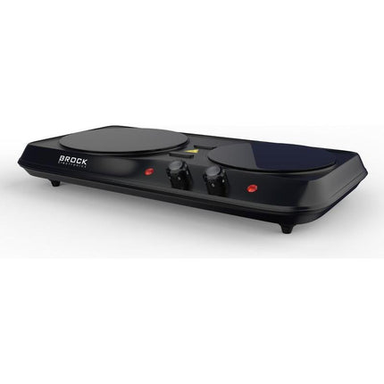 Brock Electronics Compacte Elektrische Kookplaat - Infrarood Kookplaat - 2 Pits - 1200 + 800W - Zwart