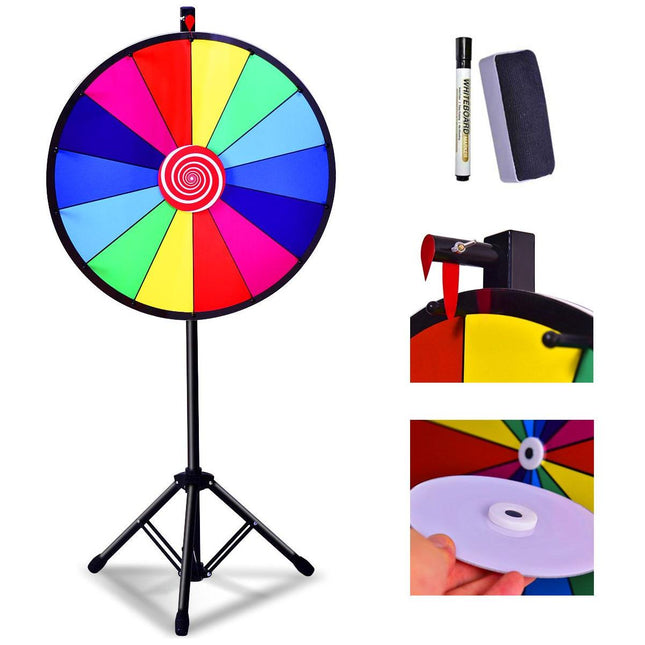 Trendmix Rad van Fortuin - Draairad Met tripod - Draaiwiel Met 14 Schrijfvakken - Gezelschapsspel Loterijspel - Ø 60 cm