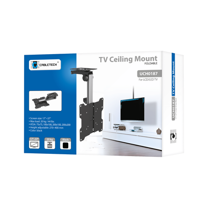 Cabletech Universele Televisie plafond beugel Voor Led Lcd Tv Van 17'' Tot 37'' Inch - Draaibaar en Kantelbaar - tot 20 Kg