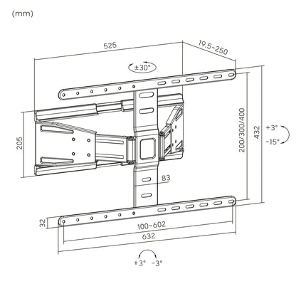 Krüger & Matz TV Muurbeugel - Ultra Slim Universele Verstelbare Televisie Beugel Voor LED LCD TV Van 43 Tot 90 Inch - Max 50 Kg