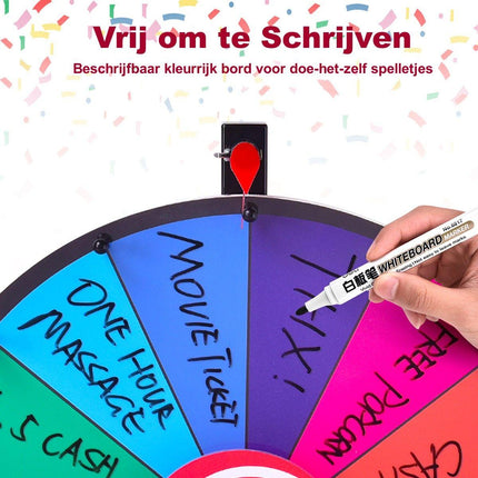 Trendmix Rad van Fortuin Prijswiel - Draairad Met Voetstandaard - Draaiwiel Met 14 Schrijfvakken - Gezelschapsspel Loterijspel Ø 48 cm