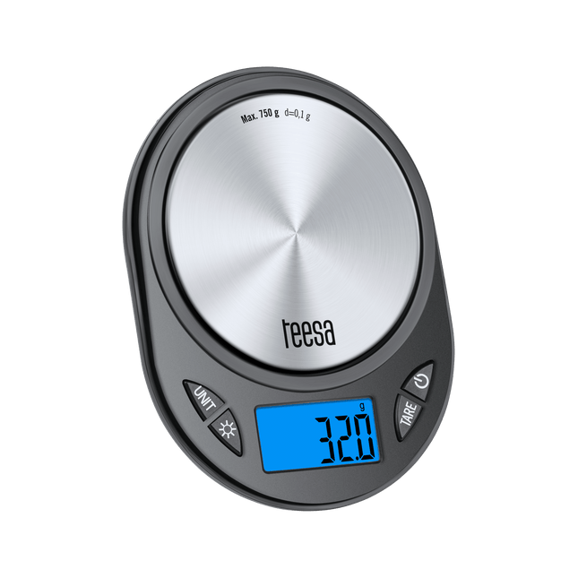 Teesa digitale precisieweegschaal RVS / zwart TSA0807