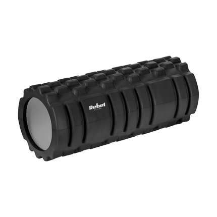 Rebel Active Foam Massagerol Met Triggerpoint Yoga 14 x 33cm - EVA Materiaal Foamroller Fitness Massage Roller Zwart