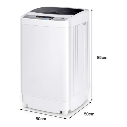 Costway Volautomatische Mini Wasmachine met Pomp, Display en centrifuge 4,5 kg - Mini Camping Wasmachine  -  Grijs 50 × 50 × 85 cm