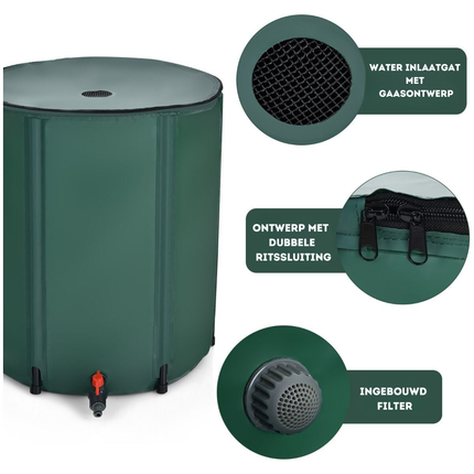 Trendmix 200 L Opvouwbare Regenwatertank/ Regenton - PVC met Aftapkraan en Filter  - Groen