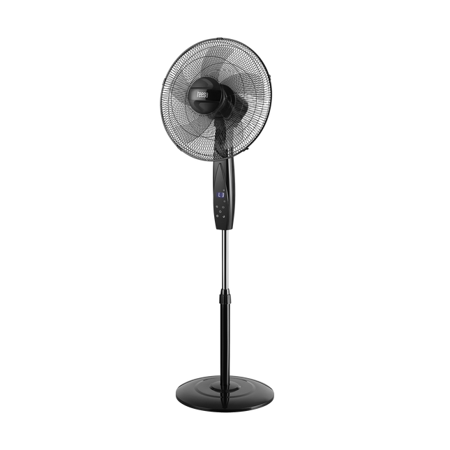 Teesa Staande Ventilator met Afstandsbediening – 40 cm – Zwart – 3 Snelheden – 90° Oscillatie – Timer & Touchscreen
