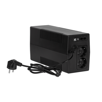 REBEL UPS 1000VA – LCD – Noodstroomvoorziening 600W – USB & RJ45 – Batterij Back-up voor PC & Router