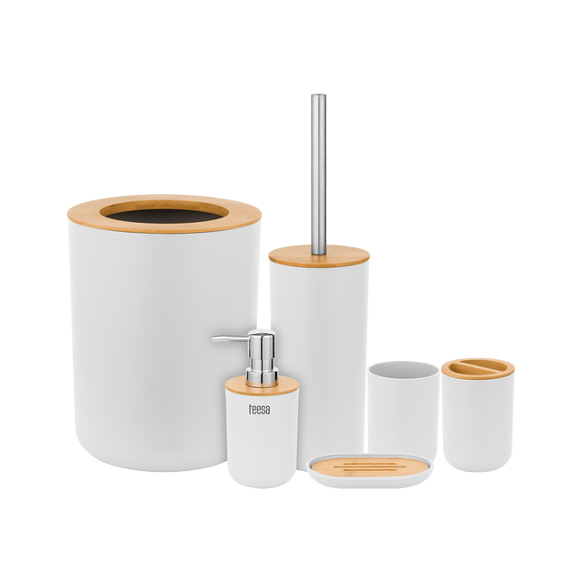 Teesa TSA0400-W 6 delige bamboe badkamer accessoires set wit