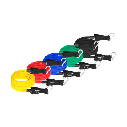 Rebel Active 10 delige Weerstandsbanden Set - Resistance Bands Set met Handvaten - Weerstandsbanden Fitness - Fitness Elastiek