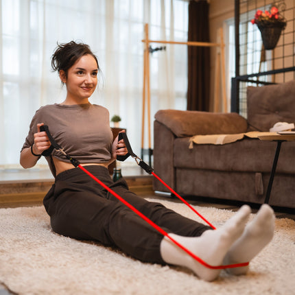 Rebel Active 10 delige Weerstandsbanden Set - Resistance Bands Set met Handvaten - Weerstandsbanden Fitness - Fitness Elastiek