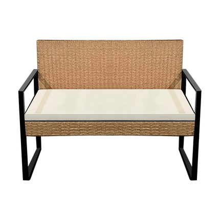 Teesa Ami 4-delige Rattan Tuin Loungeset Licht bruin - Meubelset met Bankje - Balkonmeubelset Fauteuils - Tafel loungeset