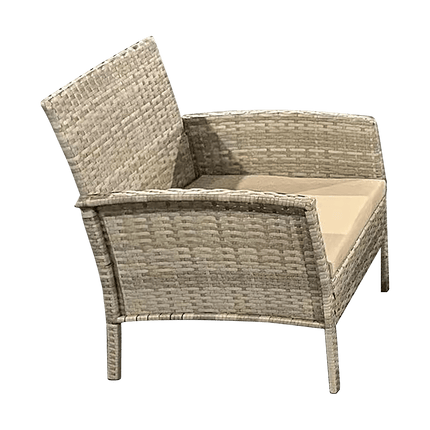 Teesa Mia 4-delige Rattan Tuin Loungeset Beige - Meubelset met Bankje - Balkonmeubelset Fauteuils - Tafel loungeset