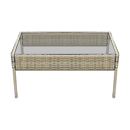 Teesa Mia 4-delige Rattan Tuin Loungeset Beige - Meubelset met Bankje - Balkonmeubelset Fauteuils - Tafel loungeset