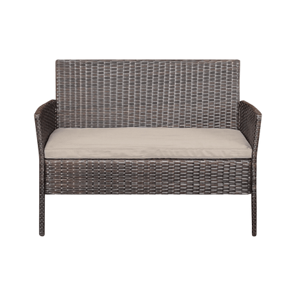 Teesa Rose 4-delige Rattan Tuin Loungeset Bruin - Meubelset met Bankje - Balkonmeubelset Fauteuils - Tafel loungeset