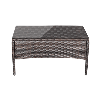 Teesa Rose 4-delige Rattan Tuin Loungeset Bruin - Meubelset met Bankje - Balkonmeubelset Fauteuils - Tafel loungeset