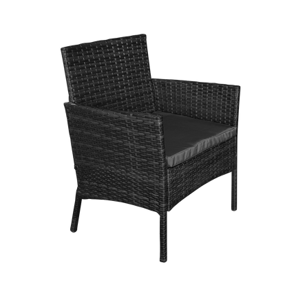 Teesa Rose 4-delige Rattan Tuin Loungeset Zwart - Meubelset met Bankje - Balkonmeubelset Fauteuils - Tafel loungeset