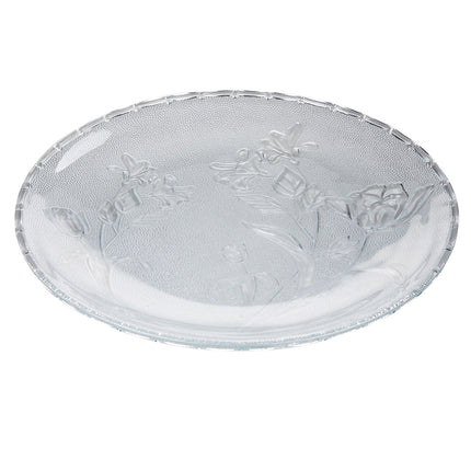 Altom Design glazen taartbord dinerbord plate 25.2 cm met bloemen reliëf