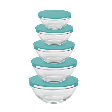 Altom Design glazen schalen set van 5 met deksels mint