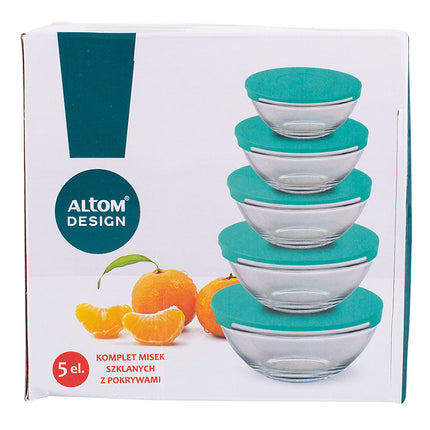 Altom Design glazen schalen set van 5 met deksels mint