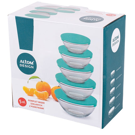 Altom Design glazen schalen set van 5 met deksels mint