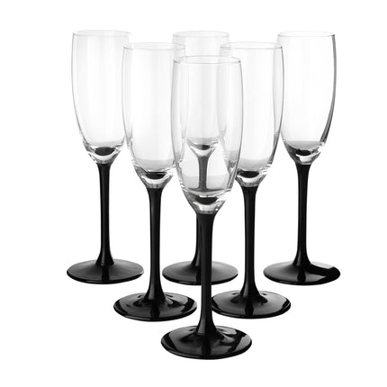 Royal leerdam altom design exclusieve champagne glazen met zwarte onyx voet 6 stuks 180ml