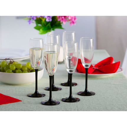 Royal leerdam altom design exclusieve champagne glazen met zwarte onyx voet 6 stuks 180ml