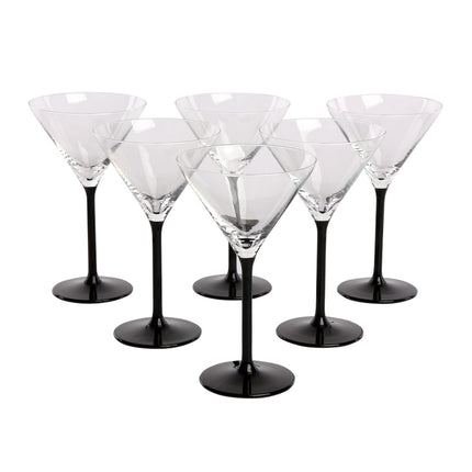 Royal leerdam altom design exclusieve martiniglazen met zwarte onyx voet 6 stuks 260ml