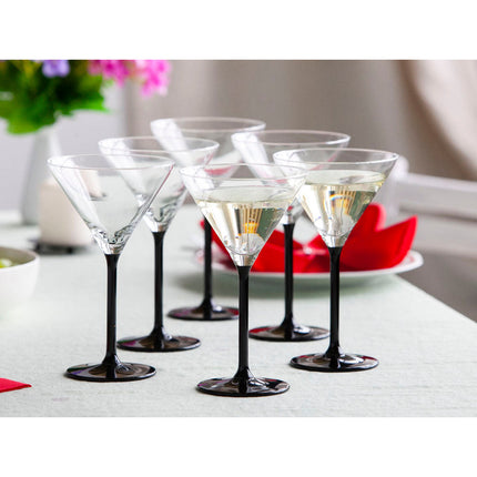 Royal leerdam altom design exclusieve martiniglazen met zwarte onyx voet 6 stuks 260ml