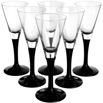 Royal leerdam altom design exclusieve likeur glazen met zwarte onyx voet 6 stuks 50 ml