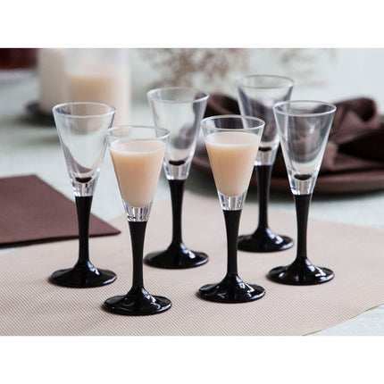 Royal leerdam altom design exclusieve likeur glazen met zwarte onyx voet 6 stuks 50 ml