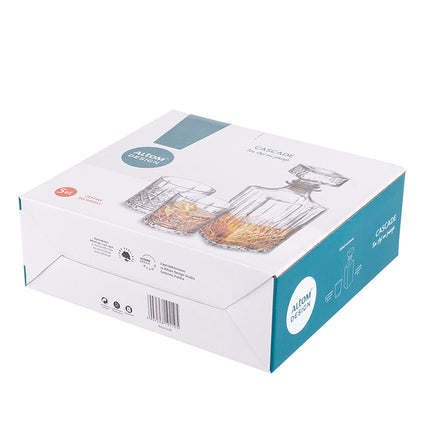Altom design Cascade whisky karaf set met 4 glazen 330/900 ml glas