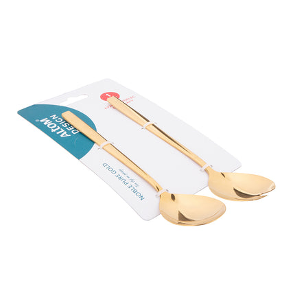 Altom design set van 2 rvs ovale salade bestek goud