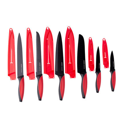 Altom Design Harry 6 delige messenset met hoes zwart / rood