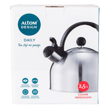 Altom Design Daily fluitketel geborsteld RVS satijn zilver 2.5 Liter - ook geschikt voor inductie