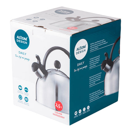 Altom Design Daily fluitketel geborsteld RVS satijn zilver 2.5 Liter - ook geschikt voor inductie