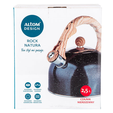 Altom Design Rock Natura fluitketel RVS antraciet / bruin 2.5 Liter - ook geschikt voor inductie